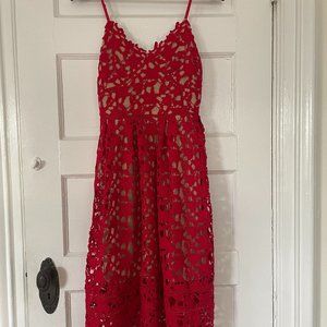 Red lace cocktail dress